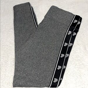 Victoria's Secret Gray and Black Leggings with Side Stripe